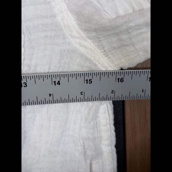 Free People Top Small Womens White Gauze Knit Long Sleeve Button Pocket - Picture 3 of 9